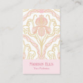 Roze Art Nouveau bloemencode en foto Visitekaartje (Voorkant)