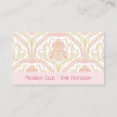 Roze Art Nouveau Bloemencode QR-code en foto Visitekaartje (Voorkant)