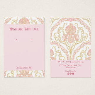 Roze Art Nouveau Bloemenoorkondkaart Visitekaartje