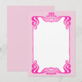 Roze Art Nouveau Border Notitiekaartje (Voorkant / Achterkant)