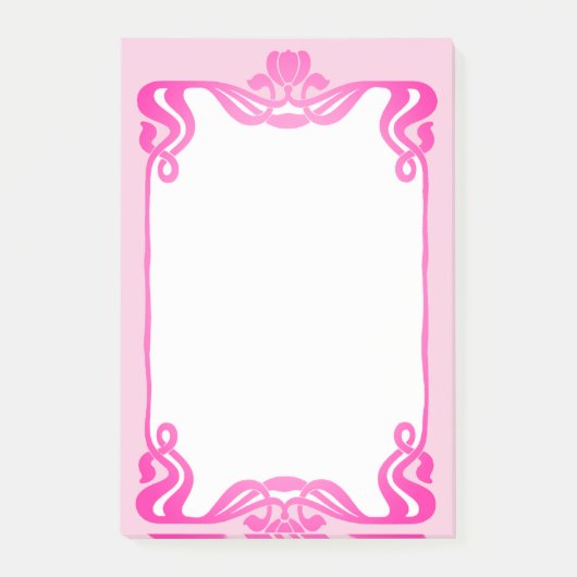 Roze Art Nouveau Border Post-it® Notes (Voorkant)