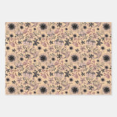 roze Art Nouveau Botanische kolibrie Inpakpapier Vel (Voorkant)