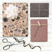 roze Art Nouveau Botanische kolibrie Inpakpapier Vel