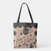  roze Art Nouveau Botanische kolibrie Tote Bag (Achterkant)