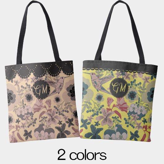 roze Art Nouveau Botanische kolibrie Tote Bag