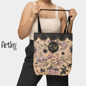 roze Art Nouveau Botanische kolibrie Tote Bag