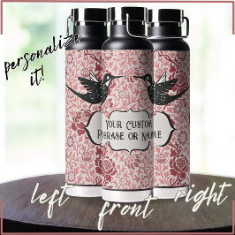 Roze Art Nouveau Floral Girly Grunge kolibries Waterfles