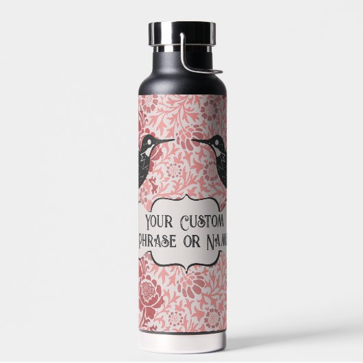 Roze Art Nouveau Floral Girly Grunge kolibries Waterfles (Links)