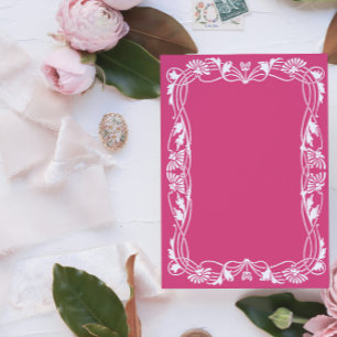 Roze Art Nouveau-frame uitnodigingssjabloon met bl Kaart