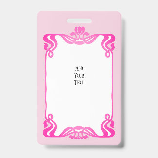 Roze Art Nouveau rand    Badge