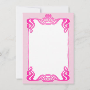 Roze Art Nouveau rand Notitiekaartje