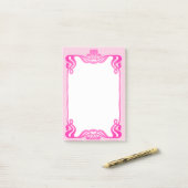 Roze Art Nouveau rand Post-it® Notes (Op bureau)