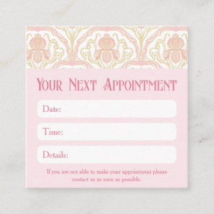 Roze Art Nouveau Vrouwelijke Afsprakenkaartje