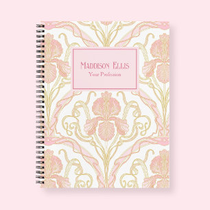Roze Art Nouveau Vrouwelijke Zakelijke Kunst Notitieboek