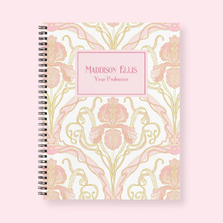 Roze Art Nouveau Vrouwelijke Zakelijke Kunst Notitieboek