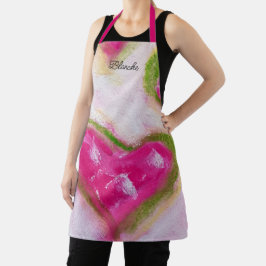 Roze Artistic Hearts Chalk met de hand geschilderd Schort
