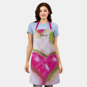 Roze Artistic Hearts Chalk met de hand geschilderd Schort (Gedragen)