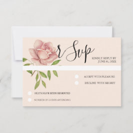 Roze Artistiek Waterverf Roos Handbeschilderd RSVP Kaartje