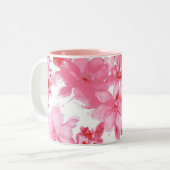 Roze Artistieke Bloemen Mok (Voorkant links)