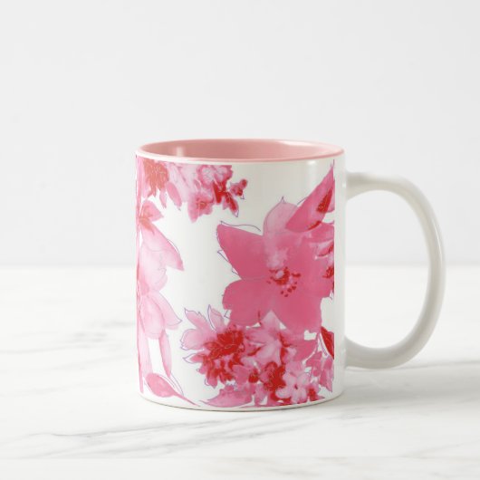 Roze Artistieke Bloemen Mok (Rechts)