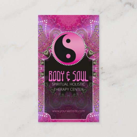 Roze Artistry YinYang New age Yoga Visitekaartjes (Voorkant)