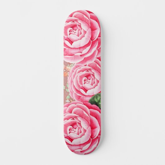 Roze Artsy Rozen Skateboard Deck (Voorkant)