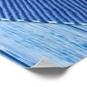 Roze Arty Flowers op Blue-wood Texture Poster (Hoek)