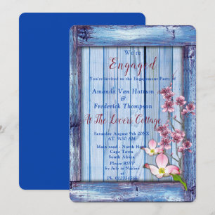 Roze arty Flowers op Blue-wood textuur Kaart