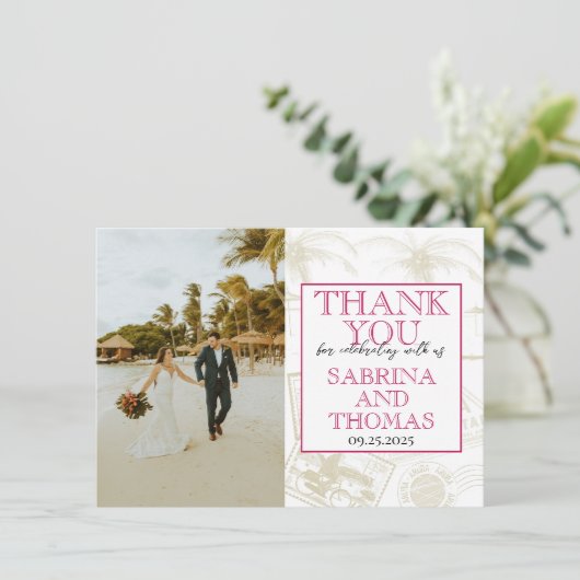 Roze Aruba Bedankkaart (Staand voorkant)