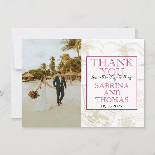 Roze Aruba Bedankkaart (Voorkant)