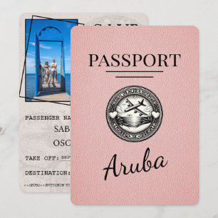 Roze Aruba paspoort Bewaar de datum Save The Date