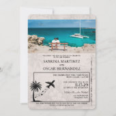 Roze Aruba Paspoort bruiloft uitnodiging (Voorkant)