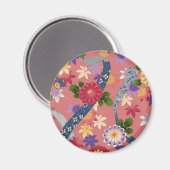 Roze Asian Floral Magneet (Voorkant / Achterkant)