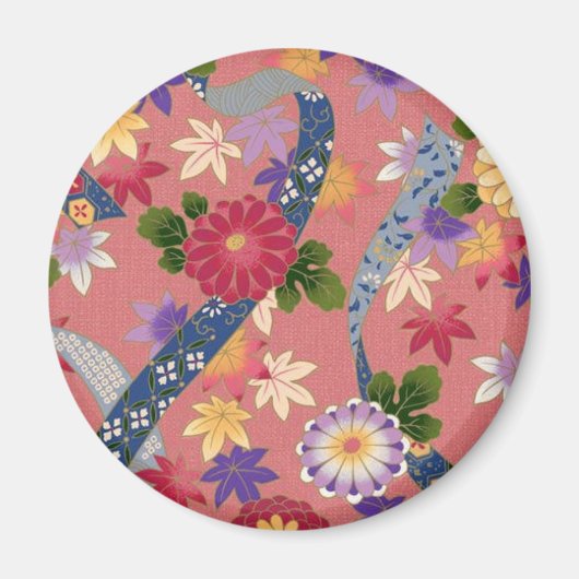 Roze Asian Floral Magneet (Voorkant)