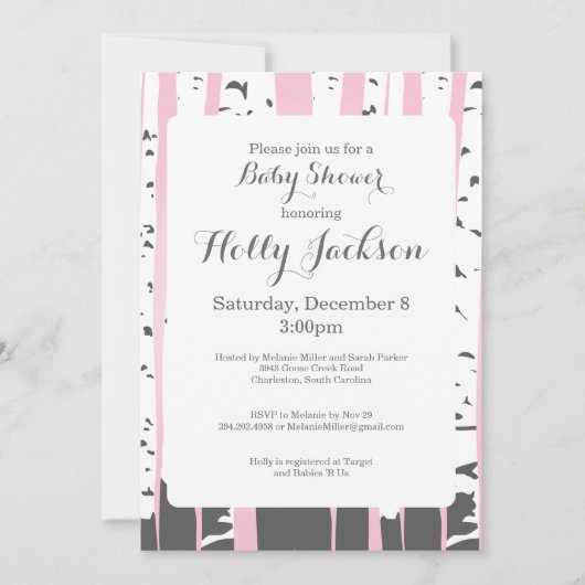 Roze Aspen Trees Baby shower Kaart (Voorkant)