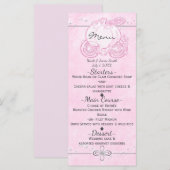 Roze Assepoester Carriage Elegant Party Menu (Voorkant / Achterkant)
