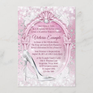 Roze Assepoester Glazen Muiltje Quinceanera Kaart