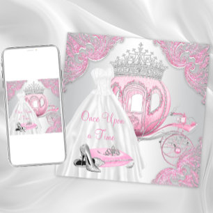 Roze Assepoester Prinsessen Verjaardagsfeestje Kaart