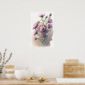 Roze Aster Bloem Art Print Poster (Keuken)
