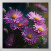 Roze Aster Bloem Art Print Poster (Voorkant)