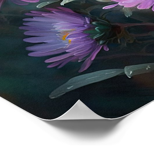 Roze Aster Bloem Art Print Poster (Hoek)