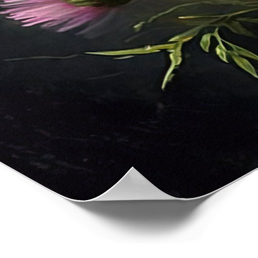 Roze Aster Bloem Art Print Poster (Hoek)