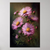 Roze Aster Bloem Art Print Poster (Voorkant)