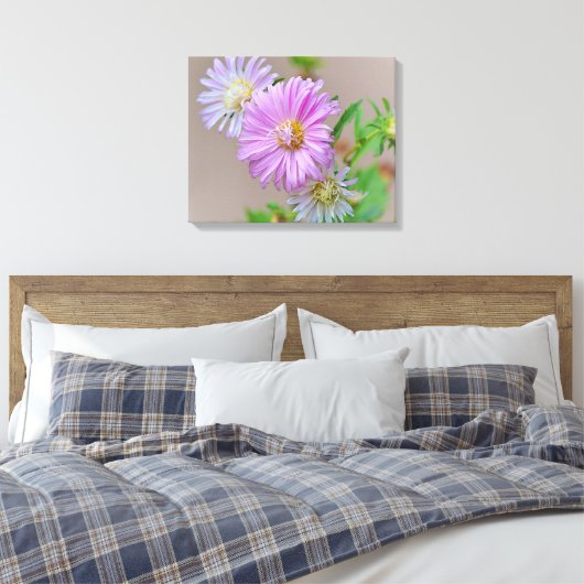 Roze Aster Bloemen Bloemen Bloemen Canvas Art Prin (Insitu (Slaapkamer))