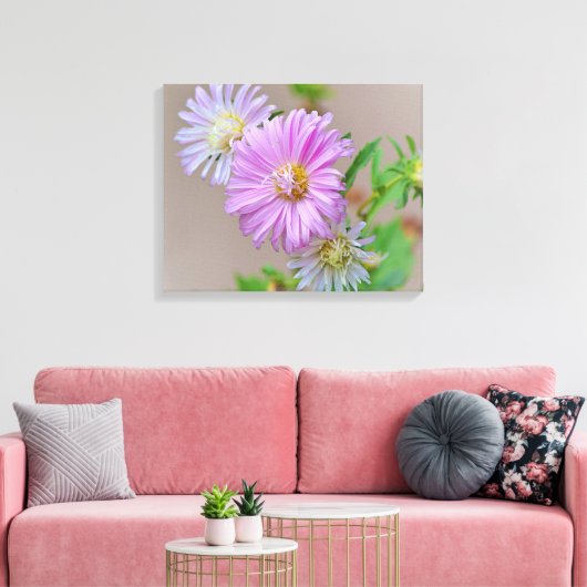 Roze Aster Bloemen Bloemen Bloemen Canvas Art Prin (Insitu (Woonkamer))