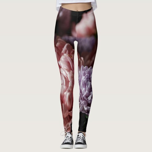 Roze Aster Boeket: Barokke verlichting. Leggings (Voorkant)
