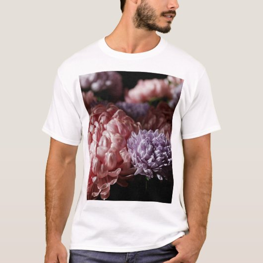 Roze Aster Boeket: Barokke verlichting. T-shirt (Voorkant)