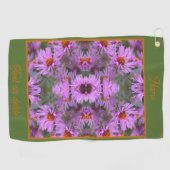 Roze Aster Flowers Abstract gepersonaliseerd Golfhanddoek (Horizontaal)