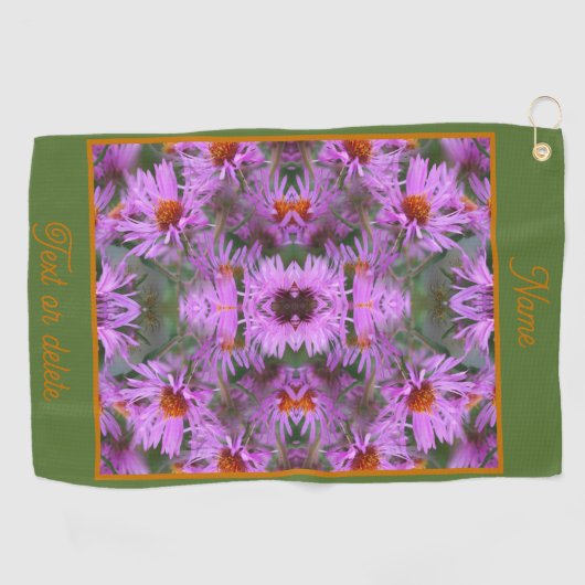 Roze Aster Flowers Abstract gepersonaliseerd Golfhanddoek (Horizontaal)