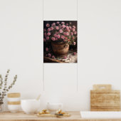 Roze Aster Flowers Art Print Poster (Keuken)